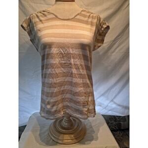 D & CO TAN AND WHITE STRIPED XS